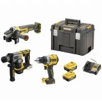 Dewalt - kit 3 outils xr 18v 5ah brushless perceuse visseuse dcd800 + perforateur sds plus dch172 + meuleuse ...