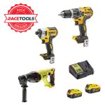 Dewalt - pack 3 outils perceuse - visseuse  percussion + visseuse  choc + perforateur sds - plus + ...
