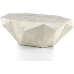 Iperbriko - table basse moderne en pierre fossile beige 120 x 70 x h 40