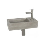 Differnz juti kit lave - mains - 38. 5x18. 5x9cm - rectangulaire - 1 trou de robinet - chrome - b�ton ...