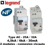 Disjoncteur diff�rentiel 25a 4. 5ka 30ma type ac bipolaire legrand dx3 vis - auto