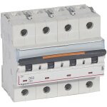 Disjoncteur dx3 vis t�trapolaire 400v 63a 25ka courbe d 6 modules legrand 409852