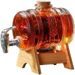 Distributeur de boisson en forme de tonneau 1 l, carafe � whisky pour alcool avec robinet, distributeur ...