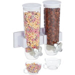 Distributeur de crales double, montage mural, muesli, cornflakes, fruits secs, bonbons, plastique, ...