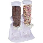 Distributeur de céréales double, rangement pour muesli, cornflakes, fruits secs, bonbons, plastique, ... Distributeur de céréales double, rangement pour muesli, cornflakes, fruits secs, bonbons, plastique, ...