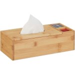 Distributeur de mouchoir avec couvercle, salle de bain, 2 compartiments, bambou, 9 x 30, 5 x 14, 5 cm, ...