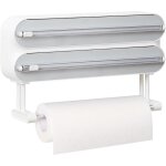 Distributeur papier aluminium / film + porte sopalin, magn�tique / mural, blanc, rouleau 50m.