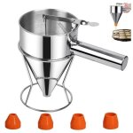 Distributeur de p�te, entonnoir a piston inox, support et 4 buses diff�rentes, distributeur en acier ...