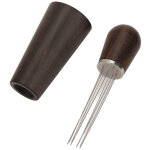 Distributeur de poudre de caf� � aiguilles ? manche en bois ? 8 aiguilles avec base ? noir