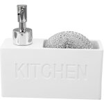 Distributeur de savon pour cuisine avec porte - �ponge et brosse en acier inoxydable, r�cipient en r�sine, ...
