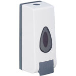 Distributeur de savon mural, rechargeable, 350 ml, montage au mur, manuel, hlp 20 x 7, 5 x 7, 5 cm, blanc ...