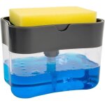 Distributeur de savon � vaisselle et porte - �ponge pour �vier de cuisine, 375 ml, gris