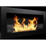 Divina fire - chemin�e bio�thanol murale ou encastrable livorno nero l 90 x p 12 x h 40 avec vitre