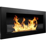Divina fire - chemine biothanol murale ou encastrable livorno nero l 90 x p 12 x h 40 avec vitre