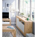 Buffet haut dmirri, buffet moderne � 3 portes, buffet meuble tv salon, 144x42h87 cm, ch�ne noueux et ...