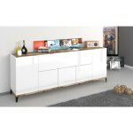 Buffet moderne � 6 portes, made in italy, buffet de cuisine sur�lev�, buffet design de salon, cm 200x40h82, ...