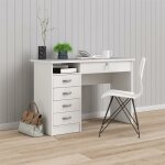 Bureau avec cinq tiroirs, couleur blanche, dimensions 109 x 75 x 48 cm - dmora