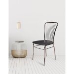 Dmora - chaise moderne en co - cuir, pour salle  manger, cuisine ou salon, cm 45x45h93, couleur gris, ...