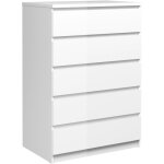Dmora - commode à cinq tiroirs, couleur blanc brillant, dimensions 77 x 113 x 50 cm Dmora - commode à cinq tiroirs, couleur blanc brillant, dimensions 77 x 113 x 50 cm