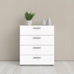Dmora - commode  quatre tiroirs, couleur blanche, 70 x 82 x 40 cm