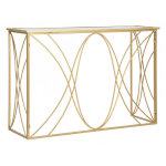 Dmora console élégante, en métal doré, avec plateau en verre miroir, couleur or, mesure 40 x 80 x 120 ... Dmora console élégante, en métal doré, avec plateau en verre miroir, couleur or, mesure 40 x 80 x 120 ...
