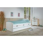 Dmora - lit avec tiroirs de rangement et deuxième lit gigogne inférieur, en pin massif teinté blanc, ... Dmora - lit avec tiroirs de rangement et deuxième lit gigogne inférieur, en pin massif teinté blanc, ...