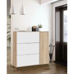 Dmora - meuble  chaussures provo, meuble  chaussures avec 4 portes, meuble bas polyvalent avec 5 tagres, ...