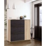 Dmora - meuble  chaussures provo, meuble  chaussures avec 4 portes, meuble bas polyvalent avec 5 tagres, ...