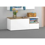 Dmora meuble d'entr�e, made in italy, module modulaire, banc avec 2 portes, 120x40h54 cm, couleur blanc ...