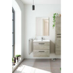 Dmora - meuble sous - lavabo fontana, meuble de salle de bain 2 tiroirs, armoire suspendue avec miroir, ...