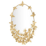 Miroir mural ovale, avec cadre doré, finement décoré de papillons, couleur or, mesure 3 x 89, 5 x 59 ... Miroir mural ovale, avec cadre doré, finement décoré de papillons, couleur or, mesure 3 x 89, 5 x 59 ...