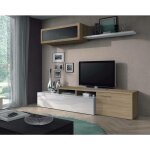 Dmora - mur de rangement chino, meuble tl pour le salon, composition salon rversible, salon d'angle, ...