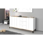 Dmora - placard dlong, buffet de cuisine avec 3 portes et 3 tiroirs, buffet de salon, 100% made in italy, ...