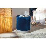Dmora - pouf en velours bleu et gris avec poignée en éco - cuir, 38x32, 5x43 cm, avec emballage renforcé ... Dmora - pouf en velours bleu et gris avec poignée en éco - cuir, 38x32, 5x43 cm, avec emballage renforcé ...