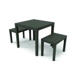 Set salon d'ext�rieur dkabash, ensemble de jardin avec 1 table carr�e et 2 bancs, ensemble int�rieur ...
