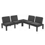 Dmora - set salon d'ext�rieur dmur, salon de jardin avec 4 si�ges avec dossier et 1 module multifonction, ...