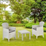 Set salon d'extrieur foggia, salon de jardin compos de 2 fauteuils et 1 table basse, salon effet rotin ...