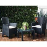 Set salon d'ext�rieur foggia, salon de jardin compos� de 2 fauteuils et 1 table basse, salon effet rotin ...