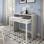 Table console billings, bureau avec plateau extensible, bureau pc avec 2 tiroirs, cm 99x36h88, ciment ...