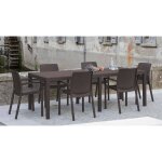 Table d'extrieur roma, table  manger rectangulaire extensible, table de jardin extensible effet rotin, ...