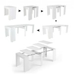 Table à manger moderne, console extensible jusqu'à 10 places, dimensions 90 x 51 x 77 cm (jusqu'à 237 ... Table à manger moderne, console extensible jusqu'à 10 places, dimensions 90 x 51 x 77 cm (jusqu'à 237 ...