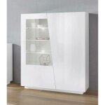 Dmora - vitrine moderne avec porte vitrée, made in italy, avec lumière led blanche, buffet avec étagères, ... Dmora - vitrine moderne avec porte vitrée, made in italy, avec lumière led blanche, buffet avec étagères, ...