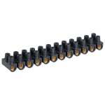 Eur ohm - domino lectrique - barrette laiton noire 12 plots  vis 16 mm - 76a