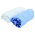 Domiva pack de draps housse b�b� blanc et ciel 70x140 cm