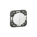 M�canisme double bouton poussoir 1 poste 2 modules 6a 250v avec support et enjoliveur blanc sans plaque ...
