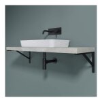 Doporro - 2 pi�ces equerre de fixation plan de toilette �tag�re tablette murale acier inox noir 45cm ...