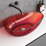 Doporro vasque � poser ovale �vier de r�sine transparente lavabo pour salle de bains toilettes invit�es ...