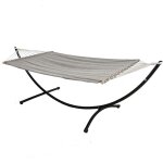 Double hamac avec support à 120 kg 200x120cm structure extérieure en métal cadre Double hamac avec support à 120 kg 200x120cm structure extérieure en métal cadre