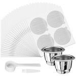 Dosettes de caf� rechargeables en acier inoxydable compatible avec machines nes - presso (2 tasses + ...