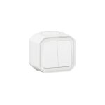 Plexo interrupteur double va et vient ou bouton poussoir saillie complet tanche blanc ip55 - 069755l ...
